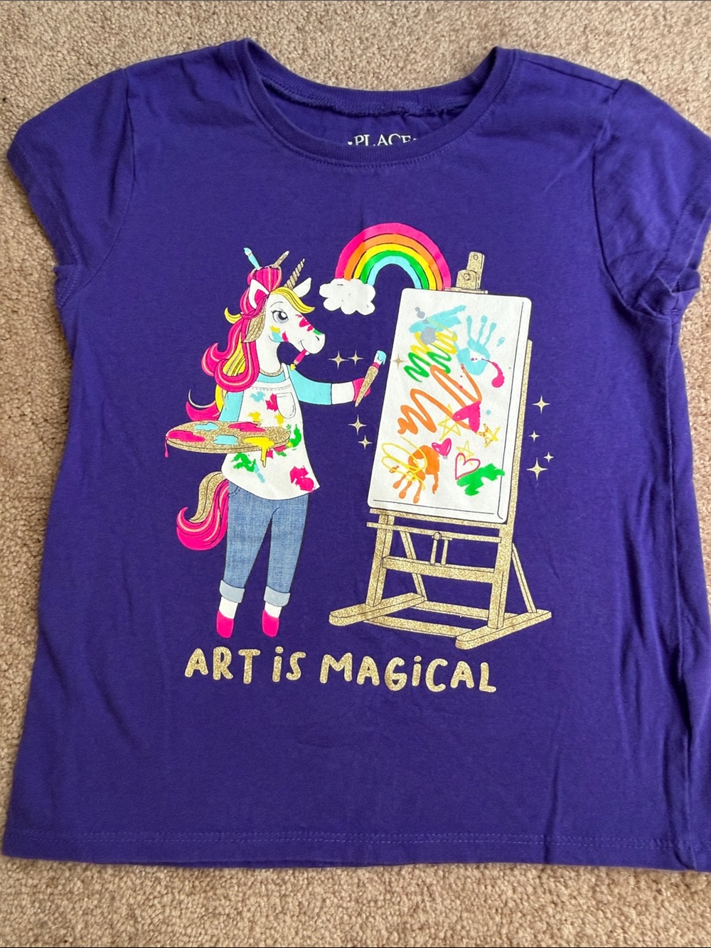 The Children's Place Purple Unicorn 'Art Is Magical' Painting Tee